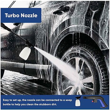 High-Pressure Washer with Hose Reel and Adjustable Nozzle (1900W) - Blue - Black
